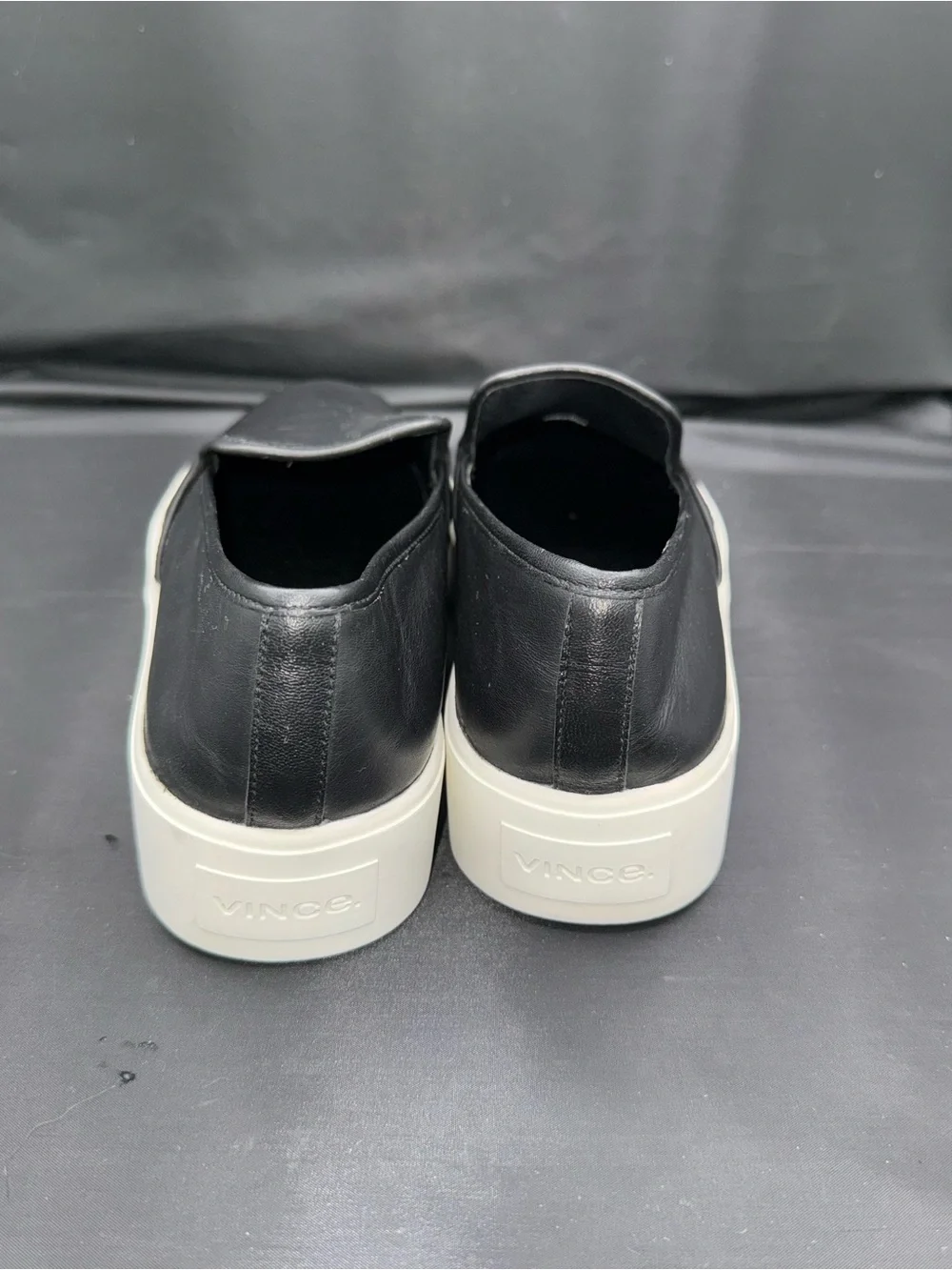 Vince Warren Black Leather Platform Slip On Sneakers 8 M Minimalist Quiet Lux